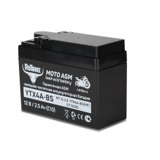 Аккумулятор стартерный для мототехники Rutrike YTX4A-BS (12V/2,5Ah) (YTR4A-BS, CT 12026, MT 12-2.6)