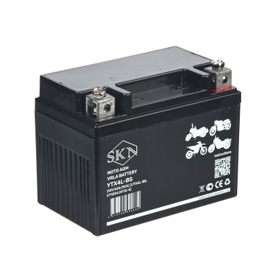 Аккумулятор стартерный для мототехники SKN YTX4L-BS (12V/4Ah/50A) [UTX4L-BS, CT 1204, MT 12-4]