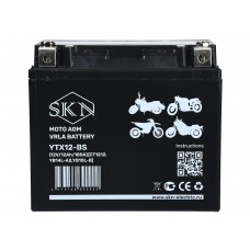 Аккумулятор стартерный для мототехники SKN YTX12-BS (12V/12Ah/180A) [CT 1212, YB14L-A2, YB10L-B]