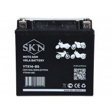 Аккумулятор стартерный для мототехники SKN YTX14-BS (12V/12Ah/200A ) [CT 1214,YTX14H-BS]